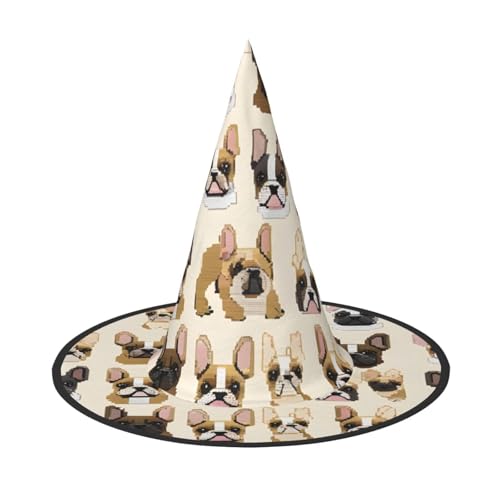 Kwjsdfea Vielseitiger Halloween-Hut mit Aufschrift "I Love French Bulldogge", Hexenhut für Damen, Herren, Erwachsene, lustige und stilvolle Halloween-Party-Dekoration, 1 Stück von Kwjsdfea