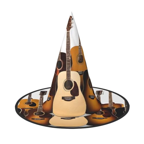 Kwjsdfea Vielseitiger Halloween-Hut mit Gitarren-Druck, Hexenhut für Damen, Herren, Erwachsene, lustige und stilvolle Halloween-Party-Dekoration, 1 Stück von Kwjsdfea