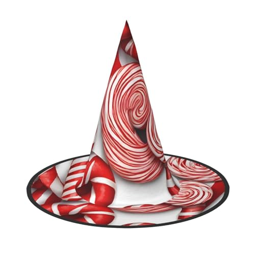 Kwjsdfea Zuckerstangen-Druck, vielseitiger Halloween-Hut, Hexenhut für Damen, Herren, Erwachsene, lustige und stilvolle Halloween-Party-Dekoration, 1 Stück von Kwjsdfea