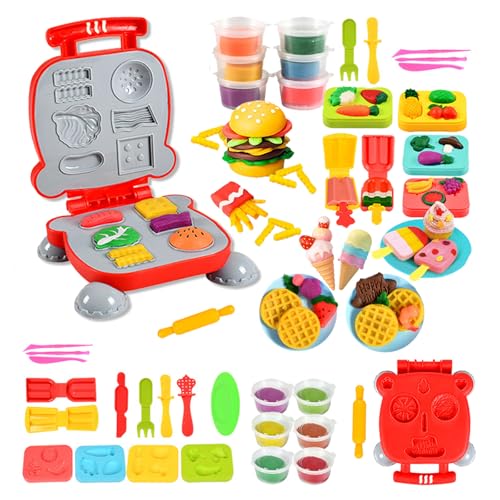 23 Stück Knete Set Knetwerkzeug für Kinder, Knete Zubehör Set, Kreatives Kinderknete Nudel Maschine Burger Eiscreme Küchensets, Knete Sets Nudelmaschine Burger Party für Mädchen Junge ab 3 Jahre von Kwuyaozmyr