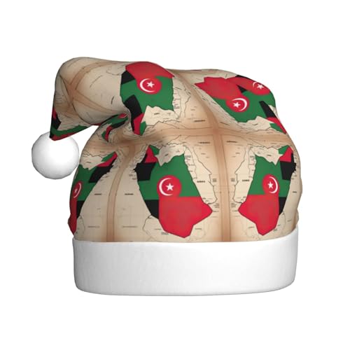 Kycvds Abstrakte Westernsahara-Flagge, Map03, Weihnachtsmannmütze, Urlaub für Erwachsene, Unisex, Samt, Komfort, extra dicker Hut für Neujahr von Kycvds
