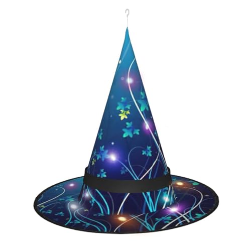 Kycvds Blaue Halloween-Hexenhüte sind mit Lichtern verziert, die verwendet werden, um große Halloween-Partyzubehör zu dekorieren. von Kycvds