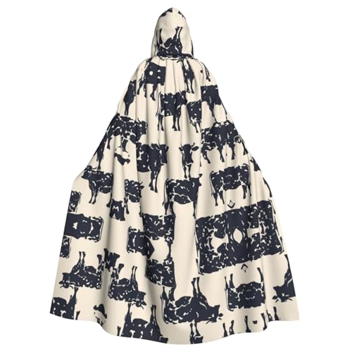 Kycvds Cow Print02 Kostüm für Erwachsene, Umhang mit Kapuze, lässiger Kapuzenmantel, Umhang mit Kapuze, Uniform von Kycvds