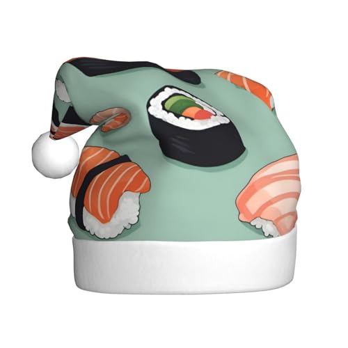 Kycvds Delicious Sushi 1 Weihnachtsmannmütze, Urlaub für Erwachsene, Unisex, Samt, Komfort, extra dicker Hut für Neujahr Kycvds Delicious Sushi 1 Weihnachtsmannmütze, Urlaub für Erwachsene, Unisex, Samt, Komfort, extra dicker Hut für Neujahr von Kycvds