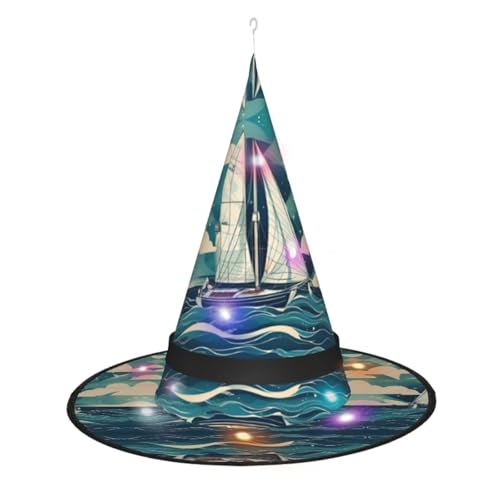 Kycvds Die Halloween-Hexenhüte im Ozean-Segelboot sind mit Lichtern verziert, die verwendet werden, um große Halloween-Partyzubehör zu dekorieren. Kycvds Die Halloween-Hexenhüte im Ozean-Segelboot sind mit Lichtern verziert, die verwendet werden, um große Halloween-Partyzubehör zu dekorieren. von Kycvds