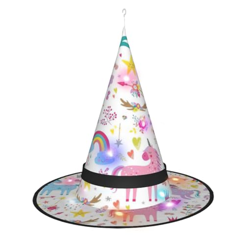 Kycvds Die rosa Einhorn-Hexenhüte sind mit Lichtern verziert, die verwendet werden, um große Halloween-Partyzubehör zu dekorieren. Kycvds Die rosa Einhorn-Hexenhüte sind mit Lichtern verziert, die verwendet werden, um große Halloween-Partyzubehör zu dekorieren. von Kycvds