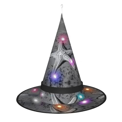 Kycvds Die sommerlichen Seestern-Muschel-Hexenhüte sind mit Lichtern verziert, die große Halloween-Partyzubehör dekorieren. von Kycvds