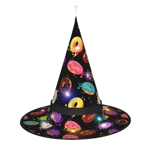 Kycvds Donut-Halloween-Hexenhüte sind mit Lichtern verziert, die verwendet werden, um große Halloween-Partyzubehör zu dekorieren. von Kycvds