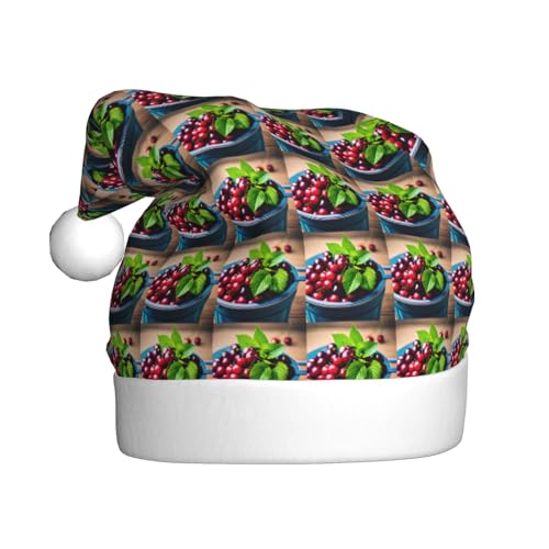 Kycvds Eimer mit Kirschen, Weihnachtsmannmütze, Urlaub für Erwachsene, Unisex, Samt, Komfort, extra dicker Hut für Neujahr Kycvds Eimer mit Kirschen, Weihnachtsmannmütze, Urlaub für Erwachsene, Unisex, Samt, Komfort, extra dicker Hut für Neujahr von Kycvds
