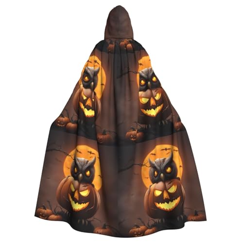 Kycvds Eule Kürbis Happy Halloween 1 Kostüm Erwachsene Umhang mit Kapuze Casual Kapuzenmantel Kapuzenmantel Kapuzenuniform von Kycvds