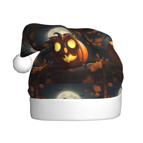 Kycvds Eule Kürbis Happy Halloween Nikolausmütze Urlaub für Erwachsene Unisex Samt Komfort Extra dicker Hut für Neujahr von Kycvds