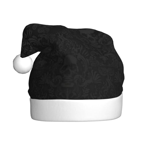 Kycvds Gothic-Tapete, Totenkopf, Weihnachtsmannmütze, Urlaub für Erwachsene, Unisex, Samt, Komfort, extra dicker Hut für Neujahr von Kycvds