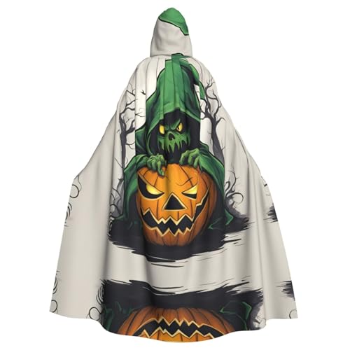 Kycvds Grüner Geist Horror Halloween Kürbis 1 Kostüm Erwachsene Umhang mit Kapuze Casual Kapuzenmantel Kapuzenmantel Kapuzenuniform von Kycvds