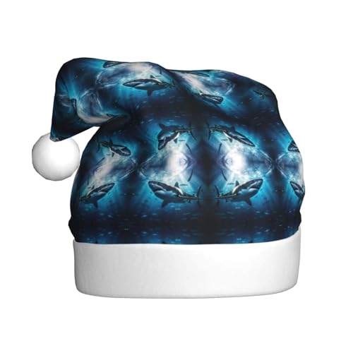 Kycvds Hai schwimmen unter dem Meer, Weihnachtsmannmütze, Urlaub für Erwachsene, Unisex, Samt, Komfort, extra dicker Hut für Neujahr Kycvds Hai schwimmen unter dem Meer, Weihnachtsmannmütze, Urlaub für Erwachsene, Unisex, Samt, Komfort, extra dicker Hut für Neujahr von Kycvds