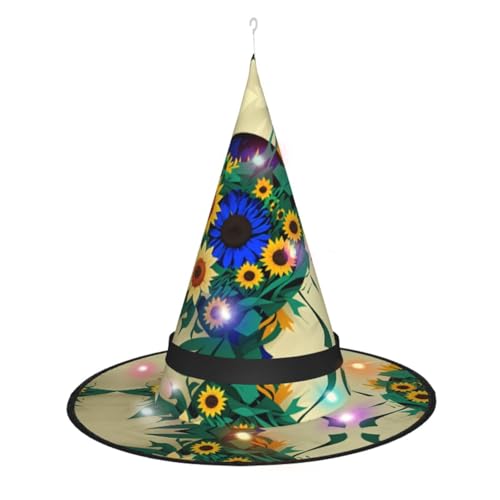 Kycvds Halloween-Hexenhüte mit Sonnenblumenmuster sind mit Lichtern verziert, die große Halloween-Partyzubehör dekorieren. Kycvds Halloween-Hexenhüte mit Sonnenblumenmuster sind mit Lichtern verziert, die große Halloween-Partyzubehör dekorieren. von Kycvds