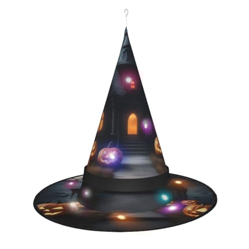 Kycvds Happy-Halloween-Day-Trick-or-Treat-Halloween-Hexenhüte sind mit Lichtern verziert, die verwendet werden, um große Halloween-Partyzubehör zu dekorieren. von Kycvds