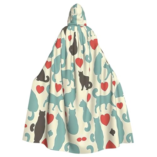 Kycvds Happy Walking Kitty Kostüm für Erwachsene, Umhang mit Kapuze, lässiger Kapuzenmantel, Kapuzenmantel, Kapuzenjacke, Uniform von Kycvds