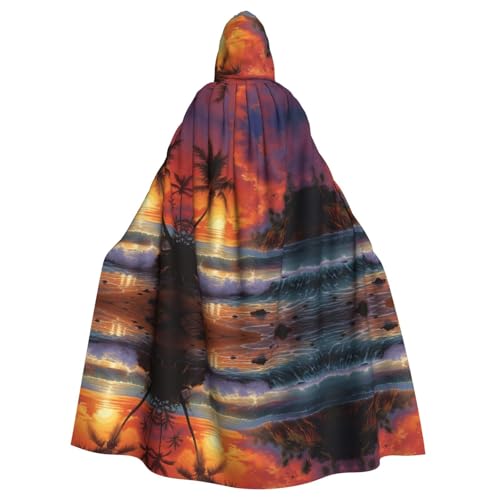 Kycvds Kapuzenumhang mit tropischem Sonnenuntergang, 140 cm Länge, Halloween-Zauberer-Robe, große Kapuze, perfekt für Cosplay Kycvds Kapuzenumhang mit tropischem Sonnenuntergang, 140 cm Länge, Halloween-Zauberer-Robe, große Kapuze, perfekt für Cosplay von Kycvds