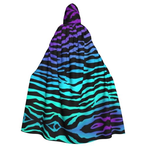 Kycvds Lila Blau Grün Camouflage Zebra Streifen Kostüm Erwachsene Umhang mit Kapuze Casual Kapuzenmantel Kapuzenmantel Kapuzenuniform von Kycvds