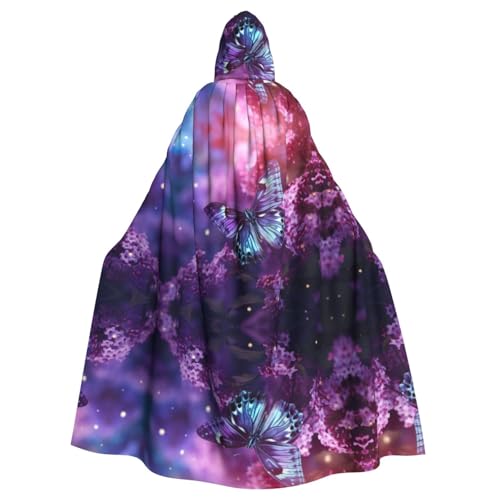 Kycvds Lila Schmetterling Blume Kostüm Erwachsene Umhang mit Kapuze Casual Kapuzenmantel Kapuzenmantel Kapuzenuniform von Kycvds