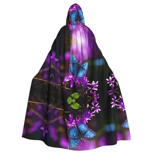 Kycvds Lila Schmetterling Kostüm Erwachsene Umhang mit Kapuze Casual Hooded Robe Cloak Robe Kleidung Kapuzenmantel Kapuzenuniform von Kycvds