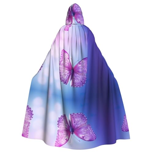Kycvds Lila Schmetterling Kostüm Erwachsene Umhang mit Kapuze Casual Hooded Robe Cloak Robe Kleidung Kapuzenmantel Kapuzenuniform von Kycvds