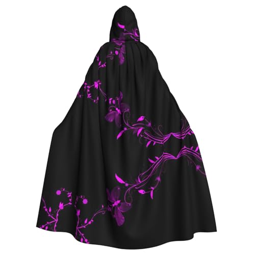 Kycvds Lila und Schwarz Schmetterling Kostüm Erwachsene Umhang mit Kapuze Casual Kapuzenmantel Kapuzenmantel Kapuzenuniform von Kycvds