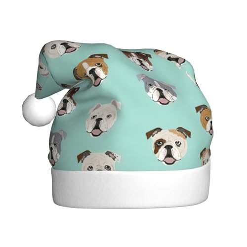 Kycvds Lustige englische Bulldogge, Weihnachtsmannmütze, Urlaub für Erwachsene, Unisex, Samt, Komfort, extra dicker Hut für Neujahr Kycvds Lustige englische Bulldogge, Weihnachtsmannmütze, Urlaub für Erwachsene, Unisex, Samt, Komfort, extra dicker Hut für Neujahr von Kycvds