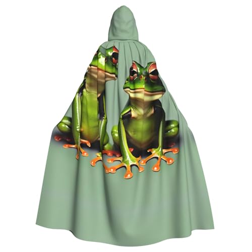 Kycvds Lustige grüne Frösche 1 Kostüm für Erwachsene, Umhang mit Kapuze, lässiger Kapuzenmantel, Mantel, Kapuzenjacke, Uniform von Kycvds