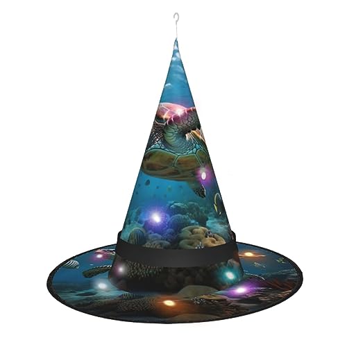 Kycvds Meeresschildkröten Halloween-Hexenhüte sind mit Lichtern verziert, die große Halloween-Partyzubehör dekorieren. Kycvds Meeresschildkröten Halloween-Hexenhüte sind mit Lichtern verziert, die große Halloween-Partyzubehör dekorieren. von Kycvds