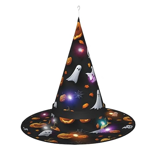 Kycvds Niedliche Halloween-Hexenhüte mit Halloween-Muster sind mit Lichtern verziert, die große Halloween-Partyzubehör dekorieren. Kycvds Niedliche Halloween-Hexenhüte mit Halloween-Muster sind mit Lichtern verziert, die große Halloween-Partyzubehör dekorieren. von Kycvds