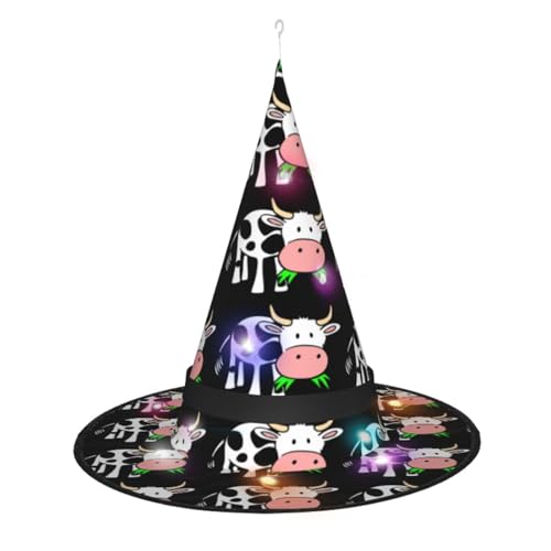 Kycvds Niedliche Kuh-Halloween-Hexenhüte sind mit Lichtern verziert, die verwendet werden, um große Halloween-Partyzubehör zu dekorieren. von Kycvds