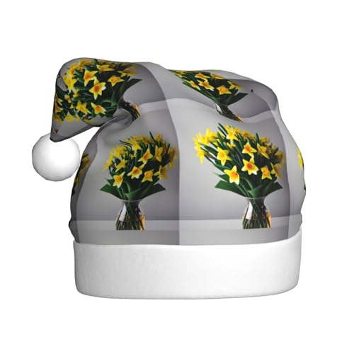 Kycvds Nikolausstrauß Narzissen, Weihnachtsmannmütze, Urlaub für Erwachsene, Unisex, Samt, Komfort, extra dicker Hut für Neujahr Kycvds Nikolausstrauß Narzissen, Weihnachtsmannmütze, Urlaub für Erwachsene, Unisex, Samt, Komfort, extra dicker Hut für Neujahr von Kycvds
