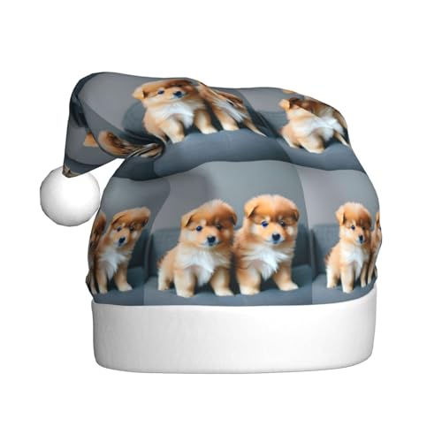 Kycvds Pomeranians Puppies And Point 1 Nikolausmütze, Urlaub für Erwachsene, Unisex, Samt, Komfort, extra dicker Hut für Neujahr Kycvds Pomeranians Puppies And Point 1 Nikolausmütze, Urlaub für Erwachsene, Unisex, Samt, Komfort, extra dicker Hut für Neujahr von Kycvds