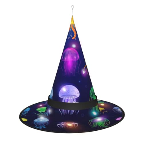 Kycvds Quallen Ocean Halloween Hexenhüte sind mit Lichtern verziert, die verwendet werden, um große Halloween-Partyzubehör zu dekorieren. Kycvds Quallen Ocean Halloween Hexenhüte sind mit Lichtern verziert, die verwendet werden, um große Halloween-Partyzubehör zu dekorieren. von Kycvds