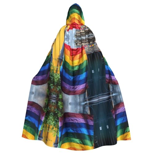 Kycvds Regenbogen-Flagge an der Wand, Kostüm für Erwachsene, Umhang mit Kapuze, lässiger Kapuzenmantel, Kapuzenmantel mit Kapuze von Kycvds