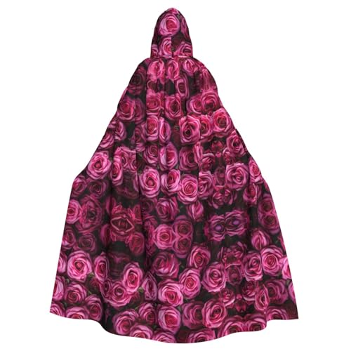 Kycvds Rosafarbenes Rosen-Kostüm für Erwachsene, Umhang mit Kapuze, lässiger Kapuzenmantel, Mantel, Kapuzenjacke, Uniform von Kycvds