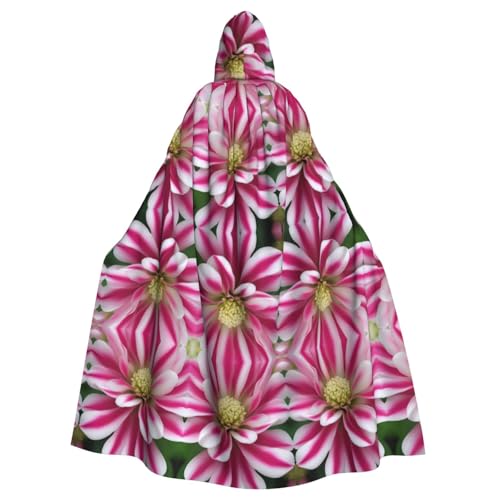 Kycvds Rosafarbenes und weißes Blumen-Kostüm für Erwachsene, Umhang mit Kapuze, lässiger Kapuzenmantel, Kapuzenmantel mit Kapuze von Kycvds
