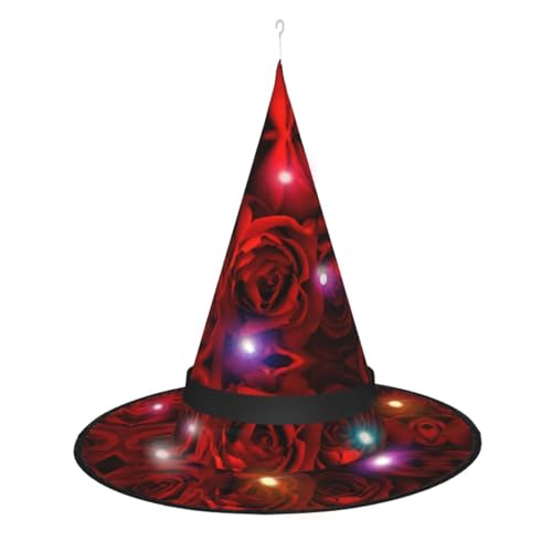 Kycvds Rote Rose Halloween Hexenhüte sind mit Lichtern verziert, die verwendet werden, um große Halloween-Partyzubehör zu dekorieren. von Kycvds