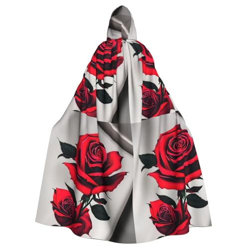 Kycvds Rote Rose Kostüm für Erwachsene, Umhang mit Kapuze, lässiger Kapuzenmantel, Kapuzenmantel, Kapuzenjacke, Uniform von Kycvds