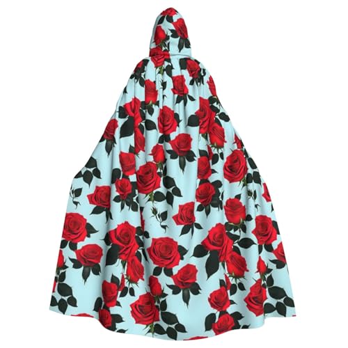 Kycvds Rote Rose Kostüm für Erwachsene, Umhang mit Kapuze, lässiger Kapuzenmantel, Kapuzenmantel, Kapuzenjacke, Uniform von Kycvds