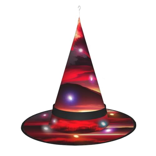 Kycvds Roter Himmel bei Nacht sternenklare Halloween-Hexenhüte sind mit Lichtern verziert, die große Halloween-Partyzubehör dekorieren. Kycvds Roter Himmel bei Nacht sternenklare Halloween-Hexenhüte sind mit Lichtern verziert, die große Halloween-Partyzubehör dekorieren. von Kycvds