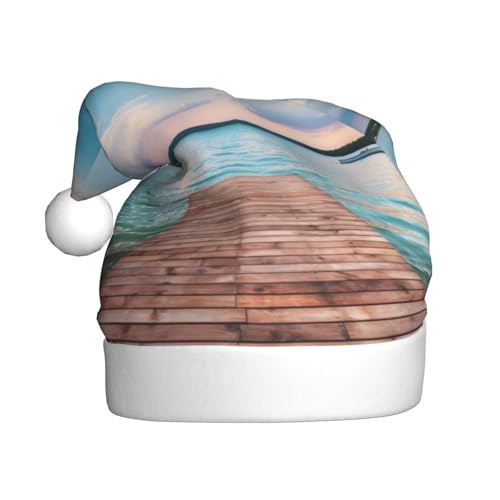 Kycvds Scenery Bridge Weihnachtsmannmütze, Urlaub für Erwachsene, Unisex, Samt, Komfort, extra dicker Hut für Neujahr von Kycvds