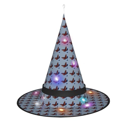 Kycvds Schöne Schmetterlings-Halloween-Hexenhüte sind mit Lichtern verziert, die große Halloween-Partyzubehör dekorieren. von Kycvds