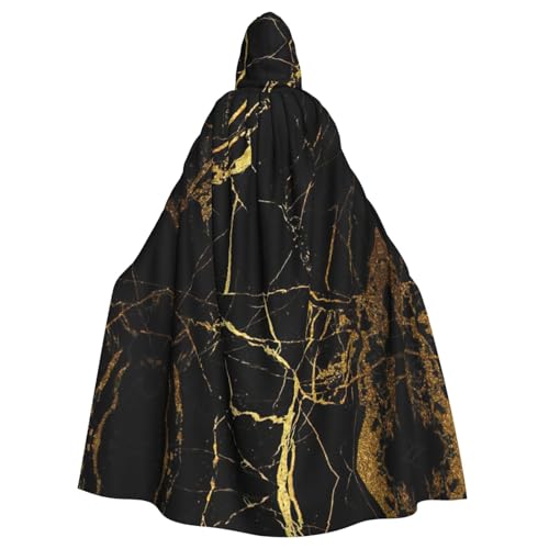 Kycvds Schwarz-goldener Marmor-Kostüm, Erwachsenen-Umhang mit Kapuze, lässiger Kapuzenmantel, Mantel, Kapuzenjacke, Uniform von Kycvds
