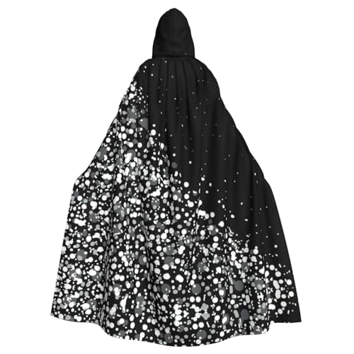 Kycvds Schwarz-weißes Glitzerkostüm für Erwachsene, Umhang mit Kapuze, lässiger Kapuzenmantel, Kapuzenmantel mit Kapuze von Kycvds