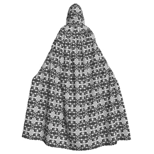 Kycvds Schwarz-weißes Totenkopf-Kostüm für Erwachsene, Umhang mit Kapuze, lässiger Kapuzenmantel, Mantel, Kapuzenjacke, Uniform von Kycvds