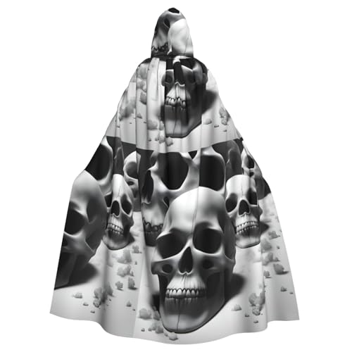Kycvds Schwarz-weißes Totenkopf-Kostüm für Erwachsene, Umhang mit Kapuze, lässiger Kapuzenmantel, Mantel, Kapuzenjacke, Uniform von Kycvds