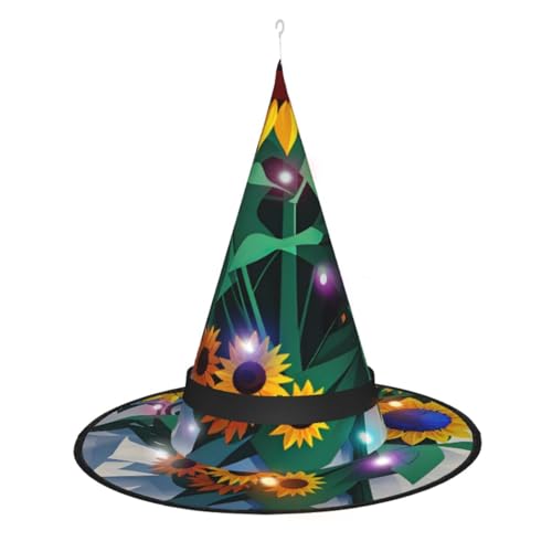 Kycvds Sonnenblumen-Bienen-Halloween-Hexenhüte sind mit Lichtern verziert, die verwendet werden, um große Halloween-Partyzubehör zu dekorieren. Kycvds Sonnenblumen-Bienen-Halloween-Hexenhüte sind mit Lichtern verziert, die verwendet werden, um große Halloween-Partyzubehör zu dekorieren. von Kycvds