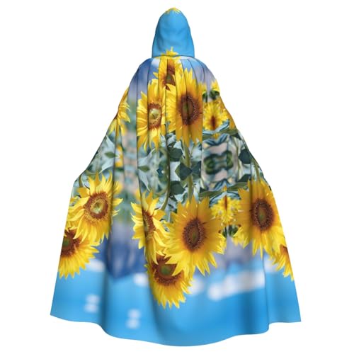 Kycvds Sonnenblumenkostüm für Erwachsene, Umhang mit Kapuze, lässiger Kapuzenmantel, Umhang mit Kapuze, Uniform von Kycvds